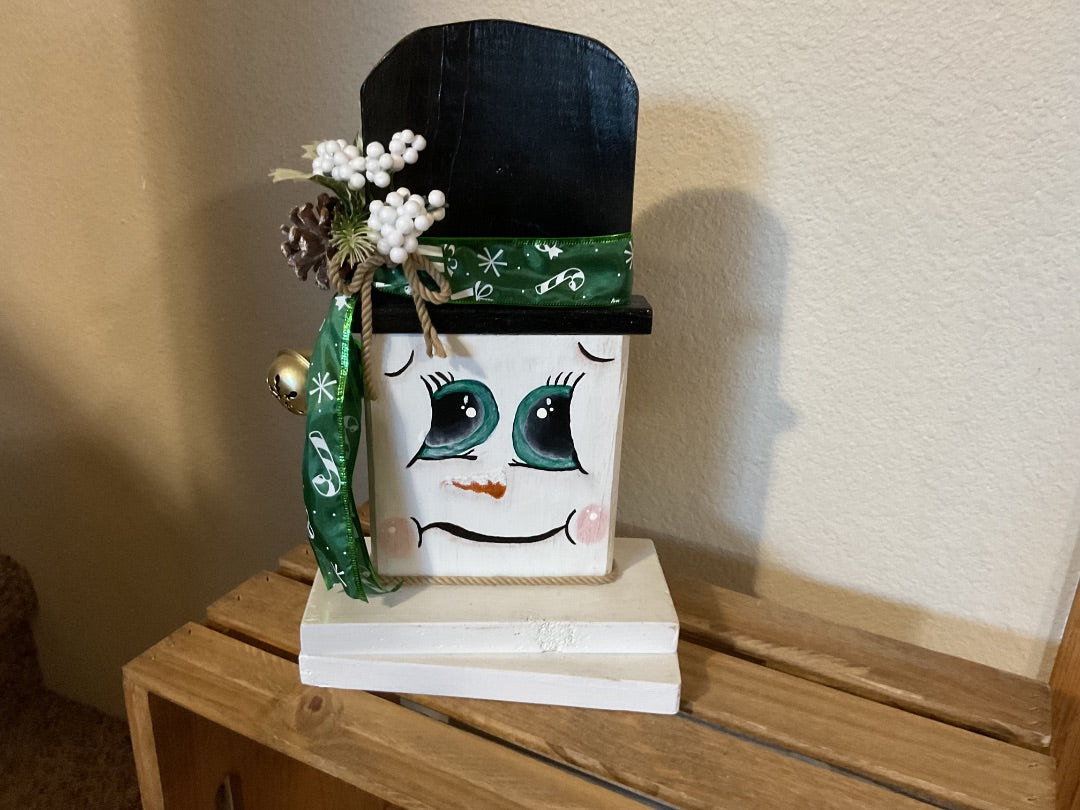 Green Wood /Book Snowman, Large