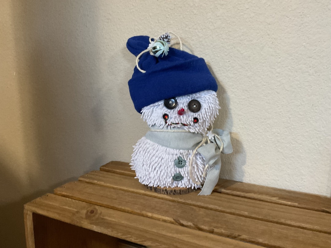 Royal Blue Hat Fabric Snowman, Medium