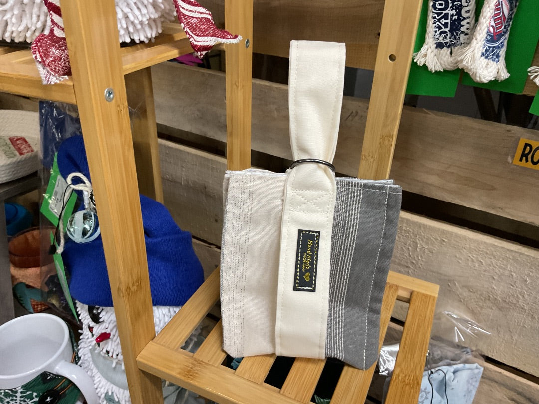 Gray Stripe Fabric Gift Bag, Small