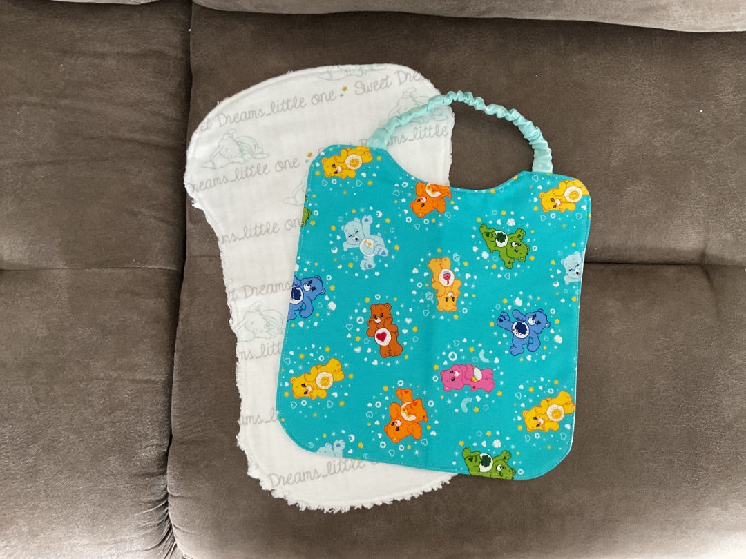 Blue Baby Bib w/ 1 Burp Cloth, Small