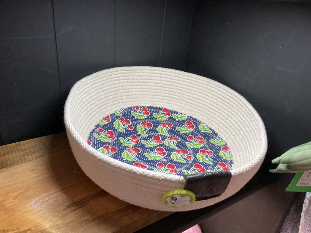 Green/ Red Cherry Rope Bowl- Apple, Extra Large