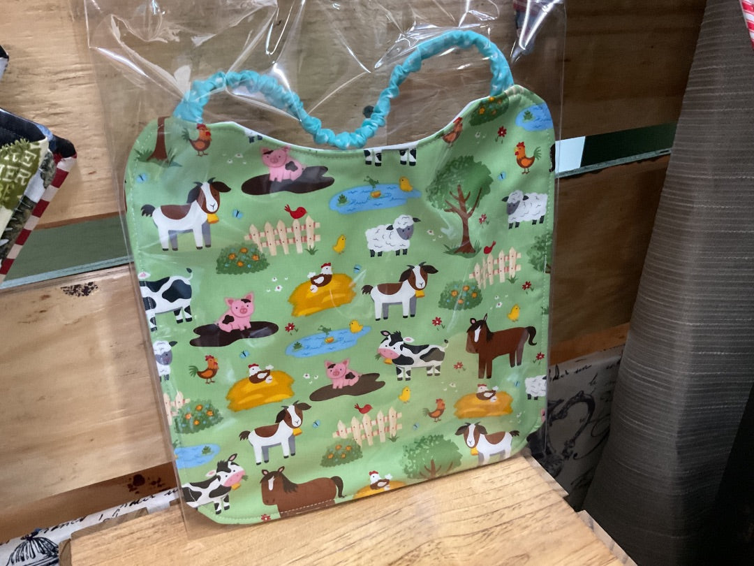 Green “Farm Animals” Bib