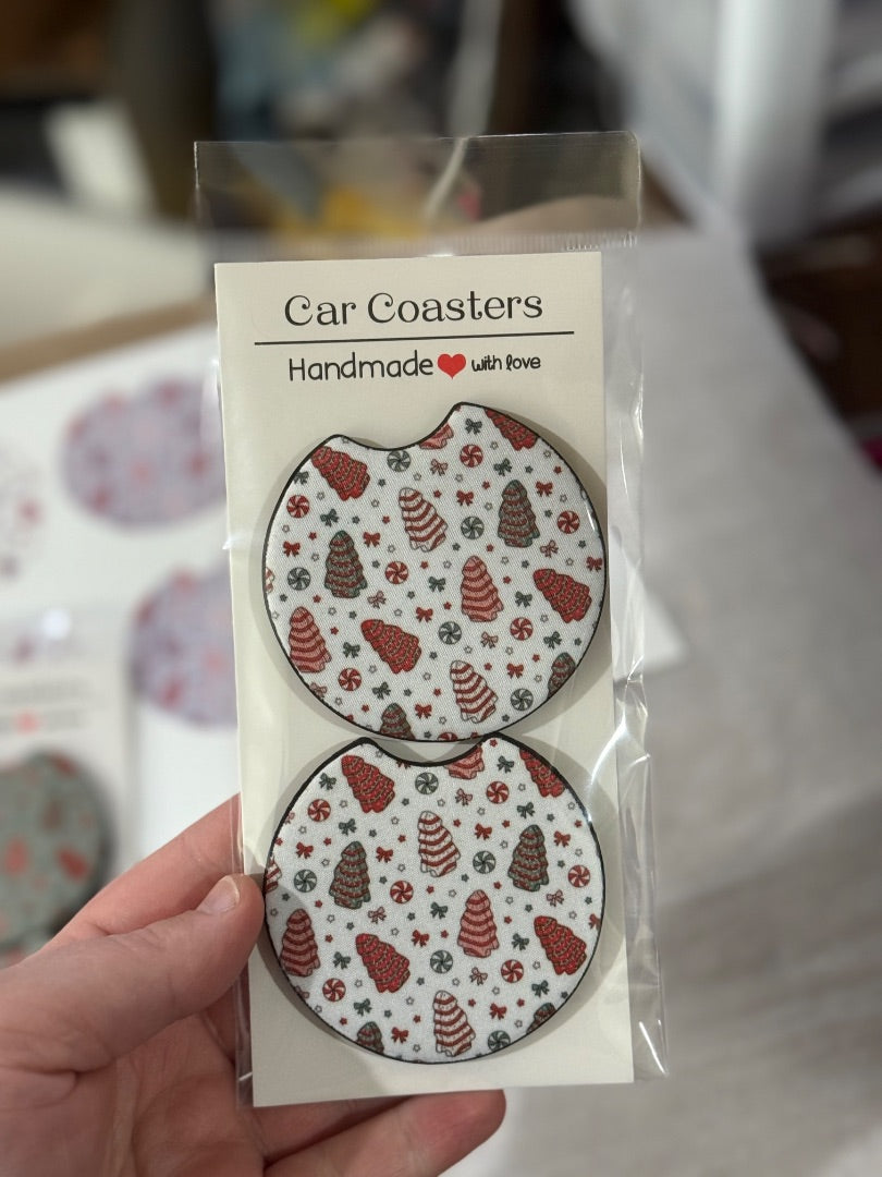 White Snack Cake Car Coasters, Car Coaster