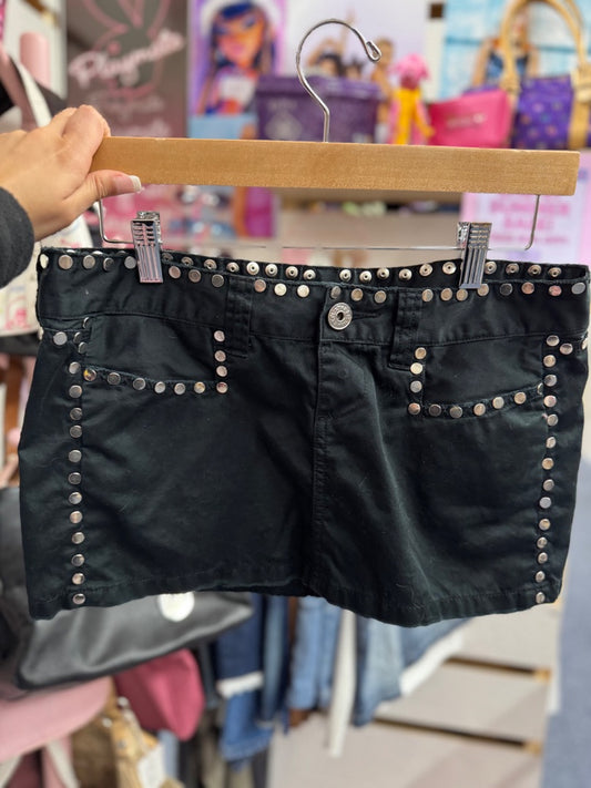 Black  edgy studded mini skirt, medium