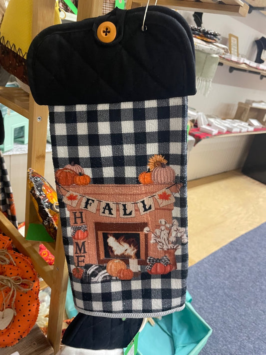 Black (Home/Fall) Kitchen Towel w/ Pot Holder