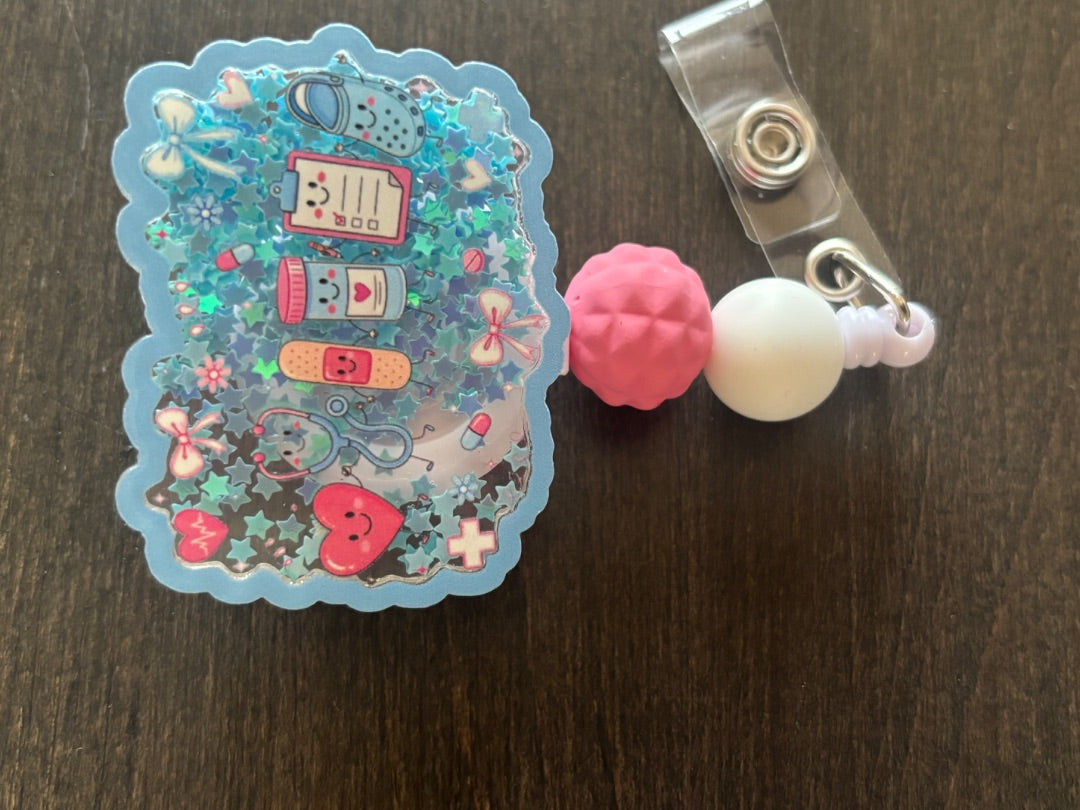 Acrylic Badge Reel with Beads Grace's bead Shop, Grace's bead Shop