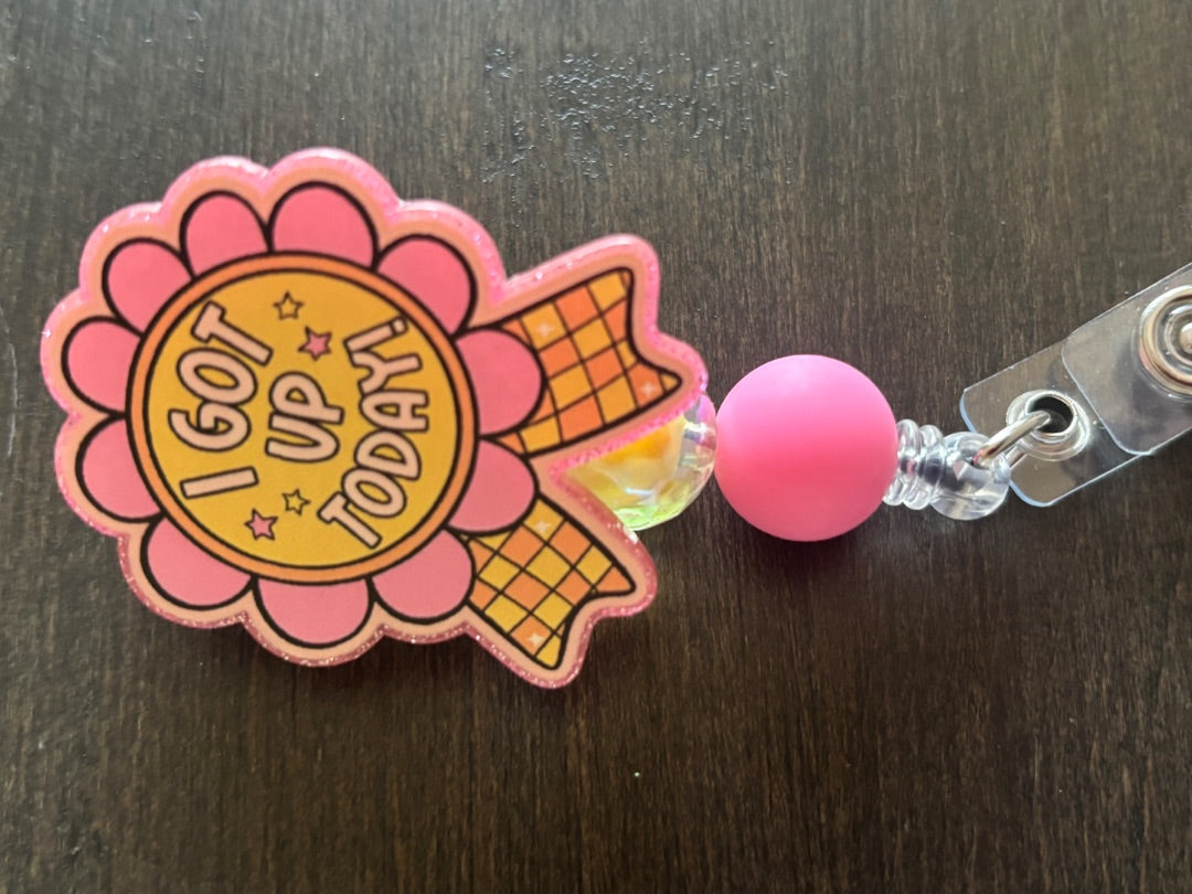 Acrylic Badge Reel with Beads Grace's bead Shop, Grace's bead Shop
