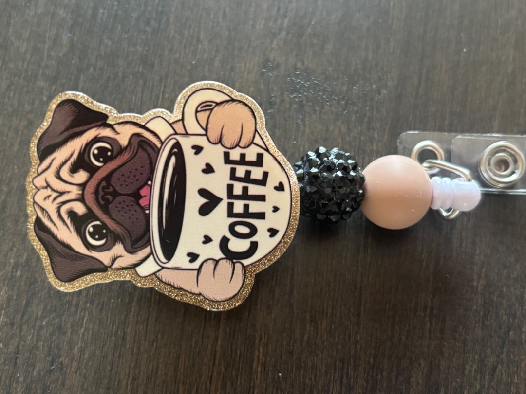Acrylic Badge Reel with Beads Grace's bead Shop, Grace's bead Shop