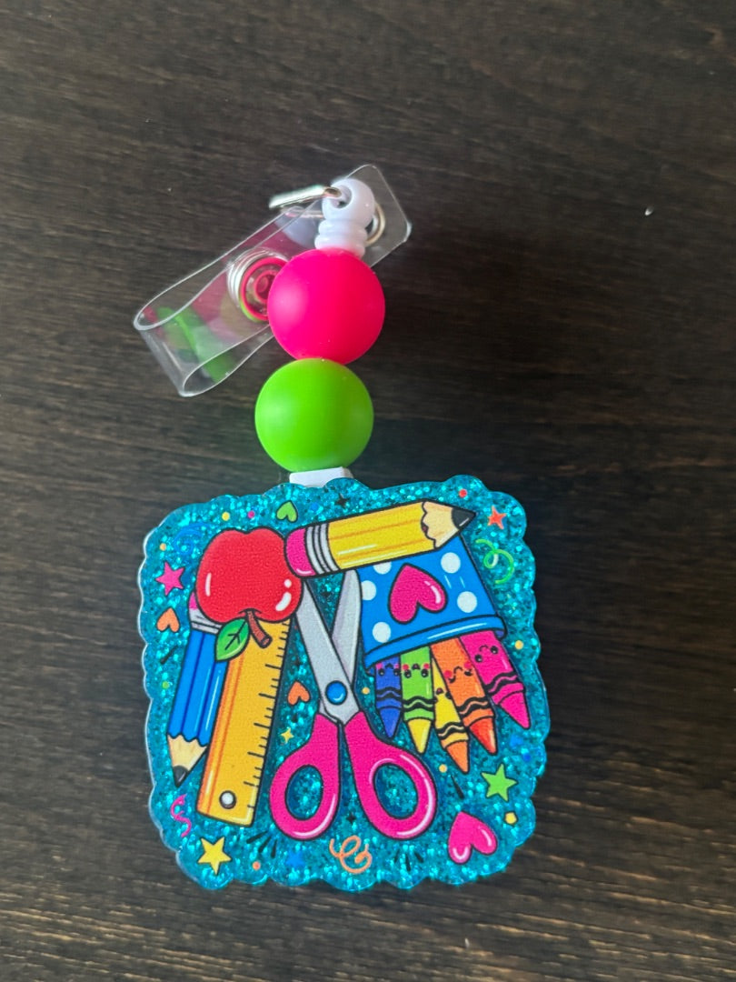 Acrylic Badge Reel with Beads Grace's bead Shop, Grace's bead Shop