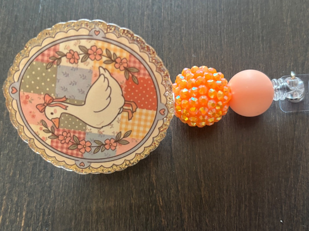 Acrylic Badge Reel with Beads Grace's bead Shop, Grace's bead Shop