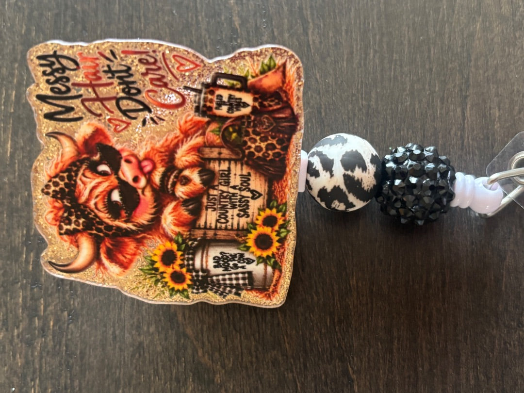 Acrylic Badge Reel with Beads Grace's bead Shop, Grace's bead Shop
