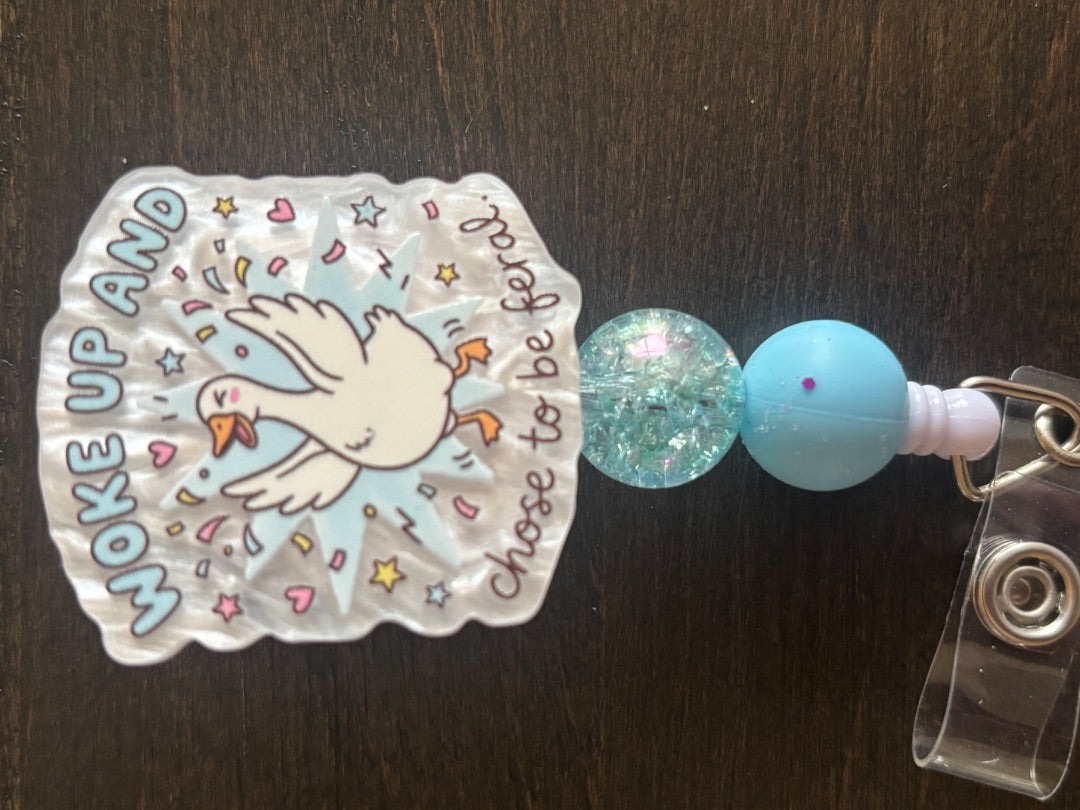 Acrylic Badge Reel with Beads Grace's bead Shop, Grace's bead Shop