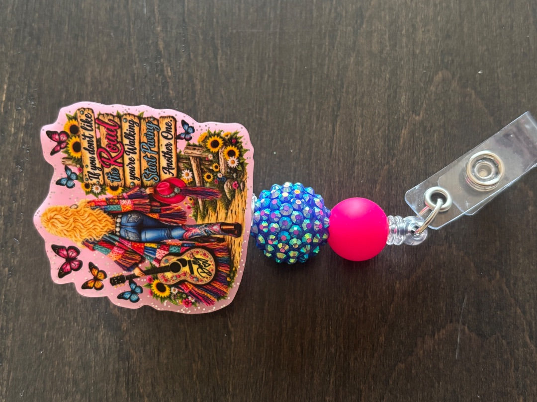 Acrylic Badge Reel with Beads Grace's bead Shop, Grace's bead Shop