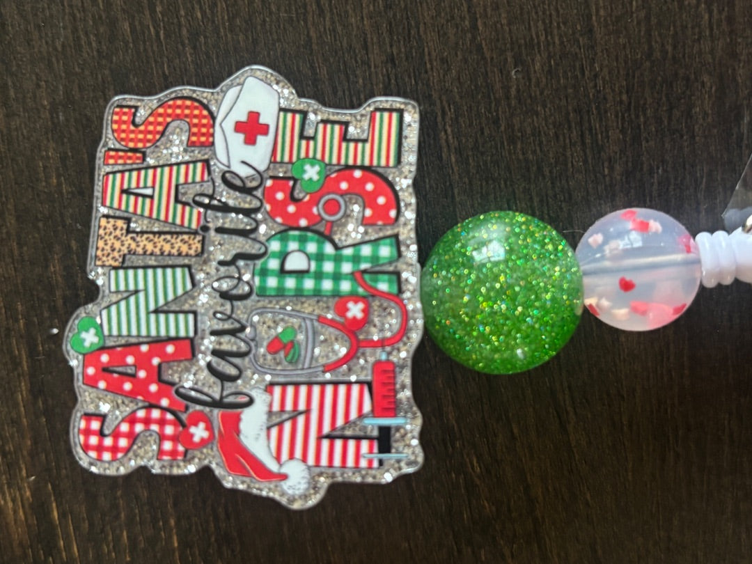 Acrylic Badge Reel with Beads Grace's bead Shop, Grace's bead Shop