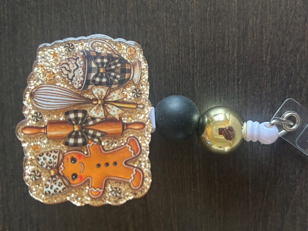 Acrylic Badge Reel with Beads Grace's bead Shop, Grace's bead Shop
