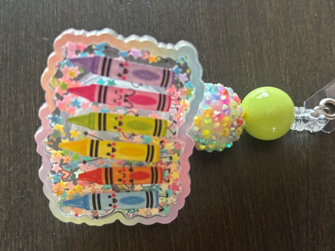 Acrylic Badge Reel with Beads Grace's bead Shop, Grace's bead Shop