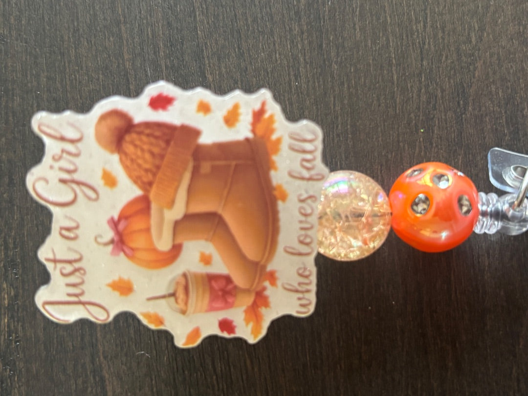 Acrylic Badge Reel with Beads Grace's bead Shop, Grace's bead Shop