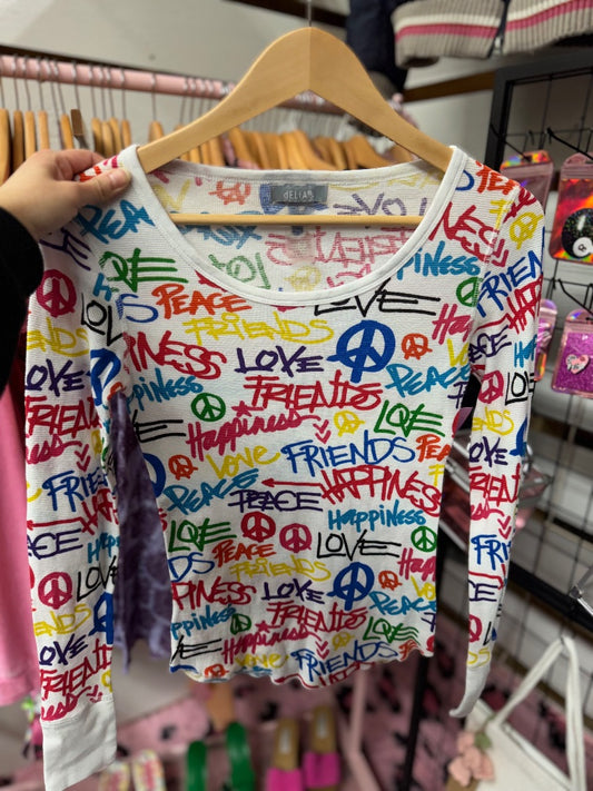white Delia*s Y2K streetwear top, xsmall