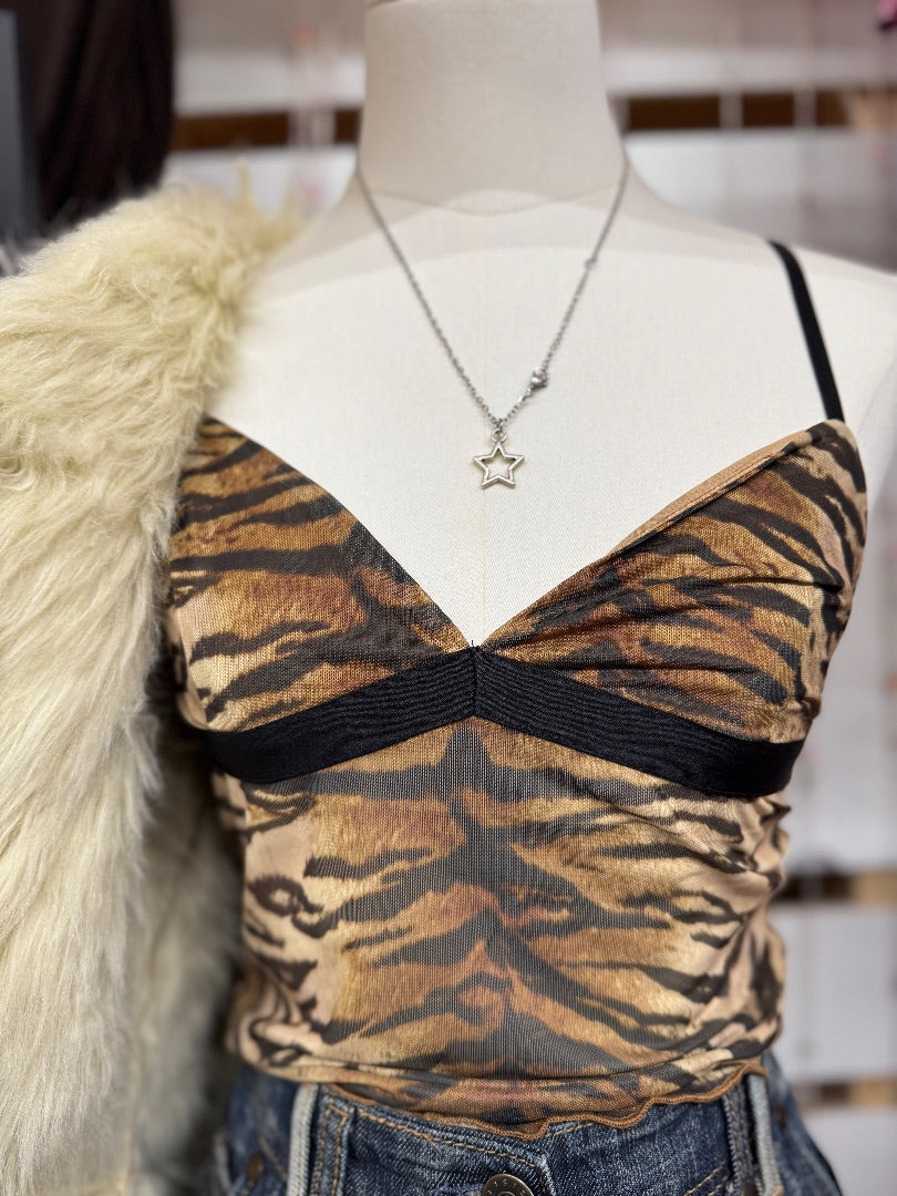 Brown Edikted Y2K animal print, Small