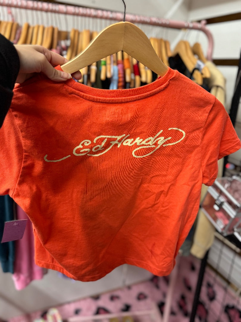 Orange Ed hardy Ed hardy baby tee, xlarge