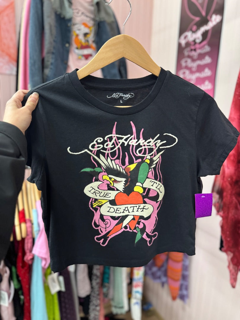 Black Ed hardy Ed hardy baby tee, Large