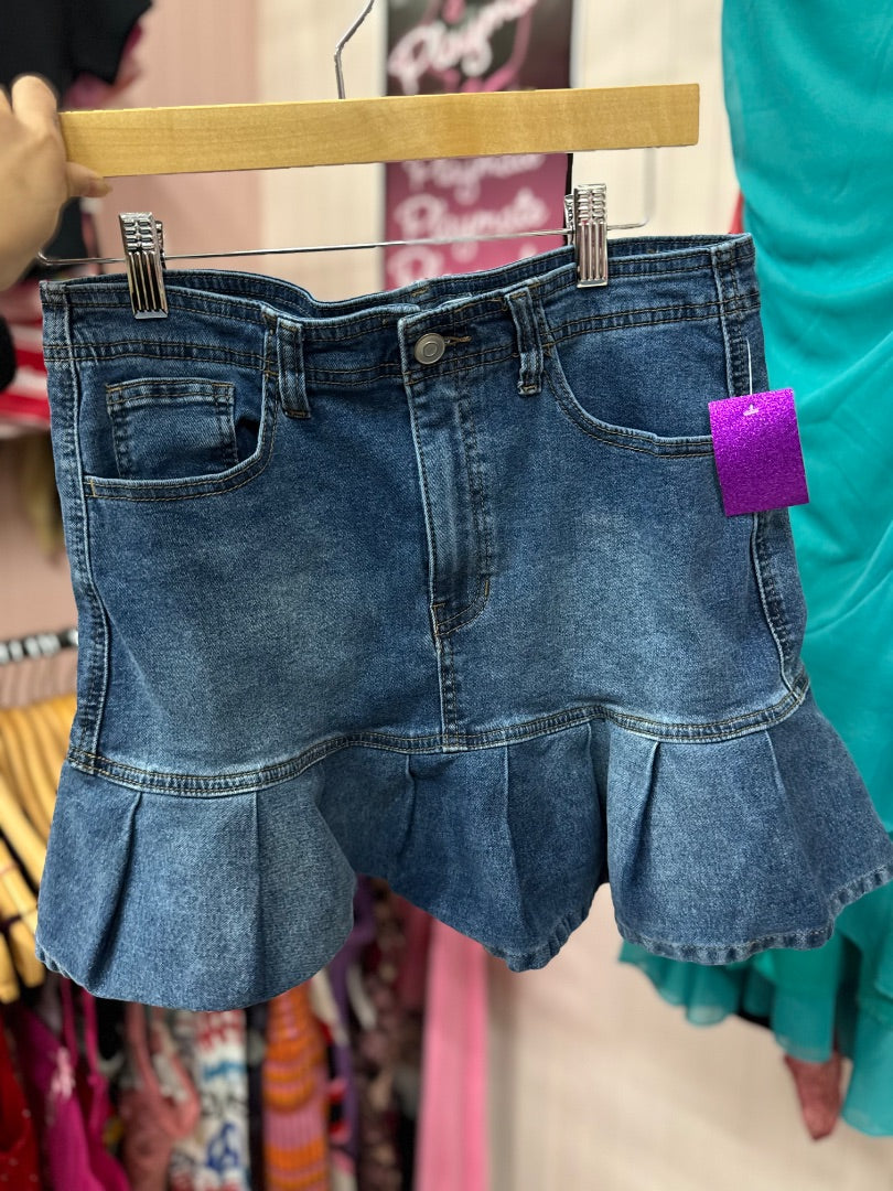 Black Regeneration Pleaded denim skirt, medium