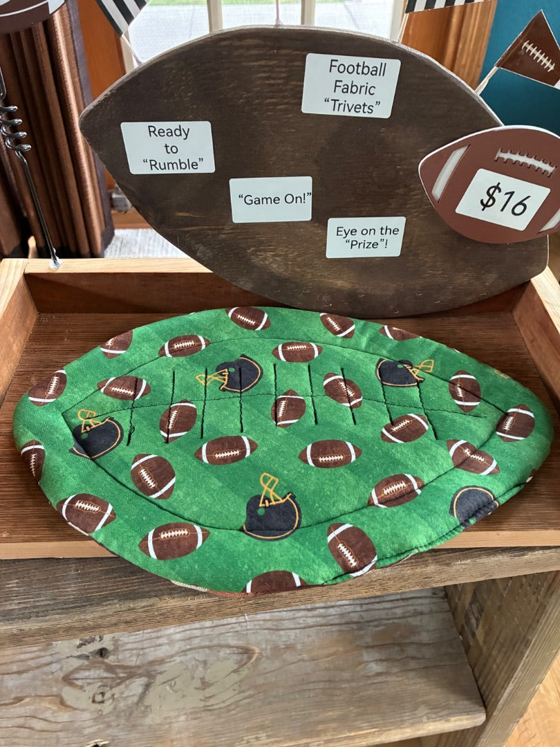 Green/Brown Football Pot Holder Trivet