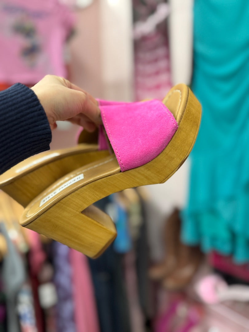 Pink Steve Madden retro wood sandals, 7