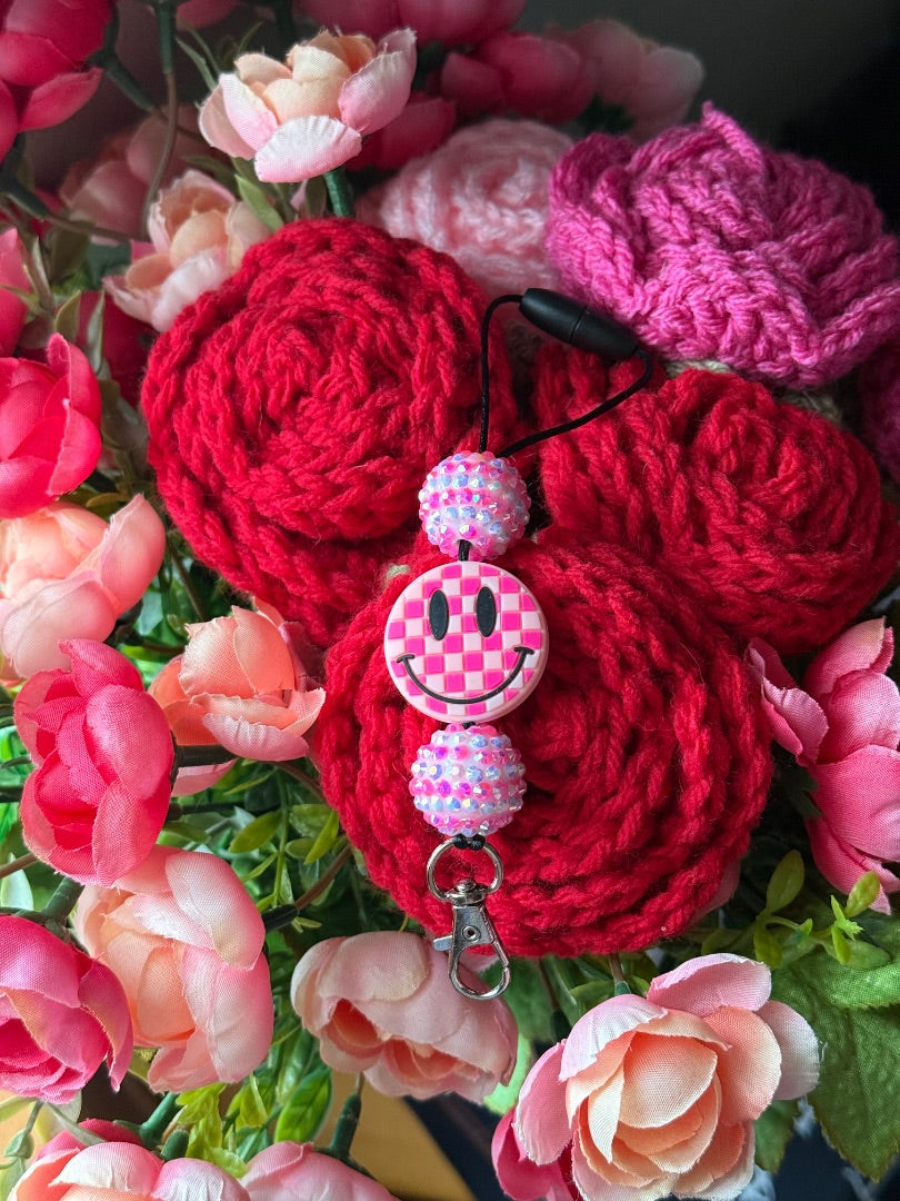 Pink Smiley Freshie Hanger, Freshie Hanger