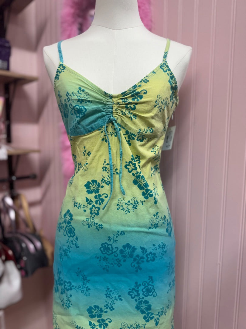 Blue/green Jennyfer Retro coconut girl dress, Small
