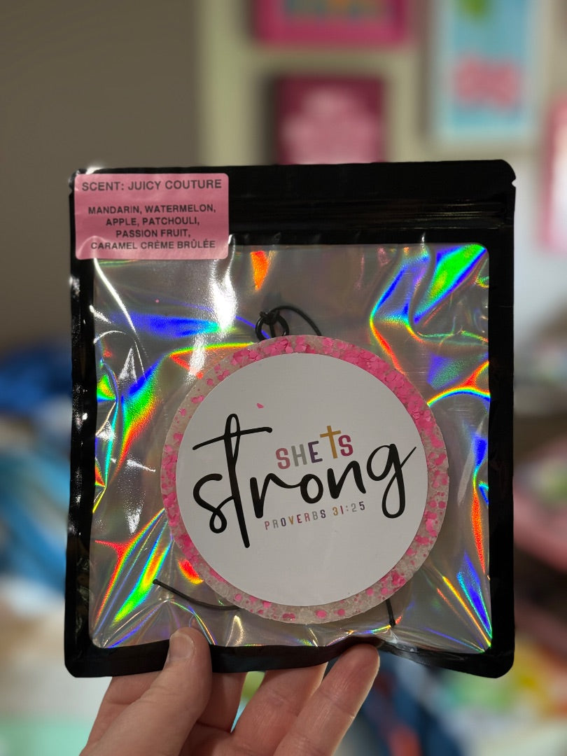 She Is Strong Pink Freshie, Large Circle