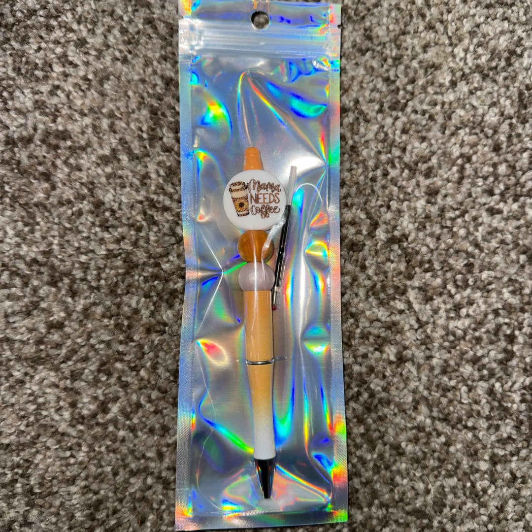 Mama Needs Coffee Beaded Pen