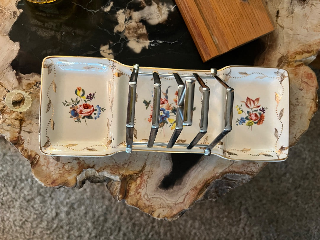 Floral Porcelain & Metal Toast Rack