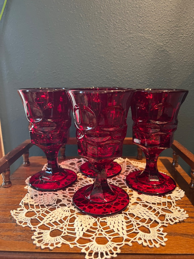 Ruby Red Fostoria Water Goblet