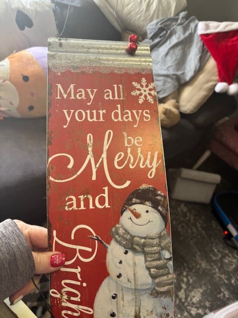 red MXmas tin sign
