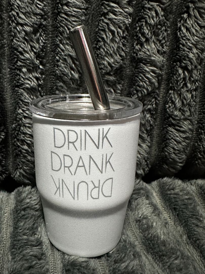 White 3oz. Mini Tumbler Drink Drank Drunk, Designed Locally