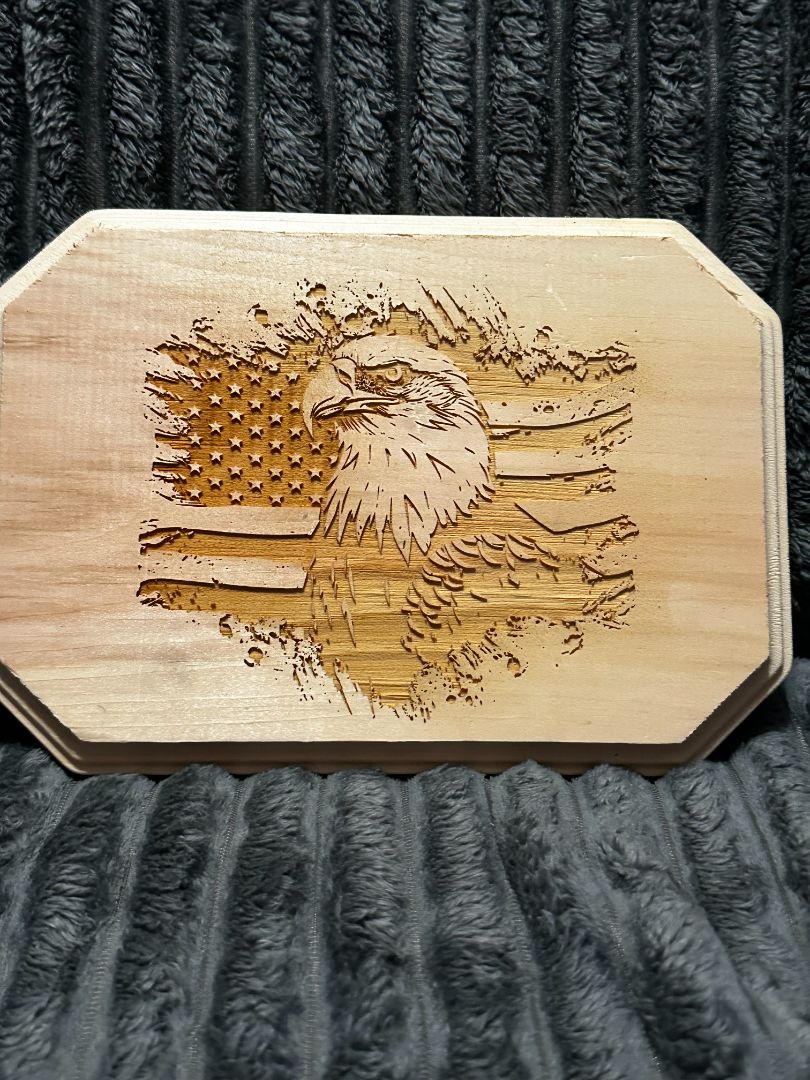 Wooden Plaque 3D Eagle with Flag, Designed Locally