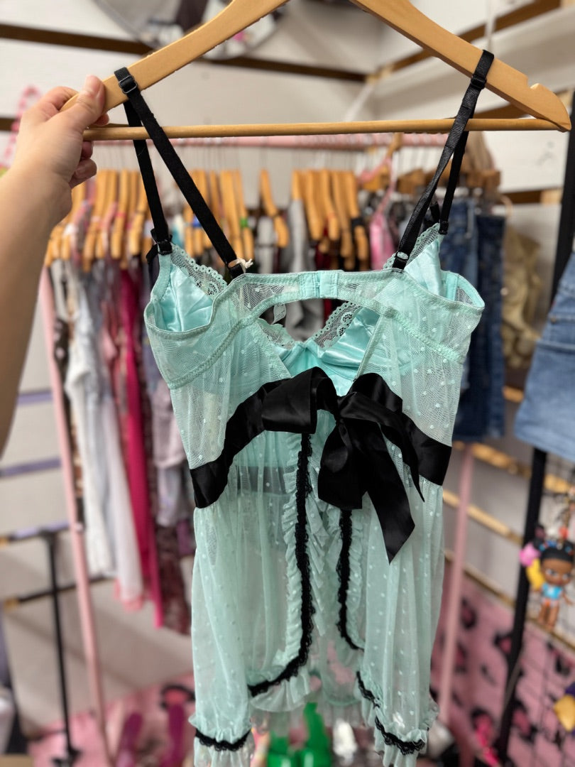 Blue Dreamgirl Teal lace cami, medium