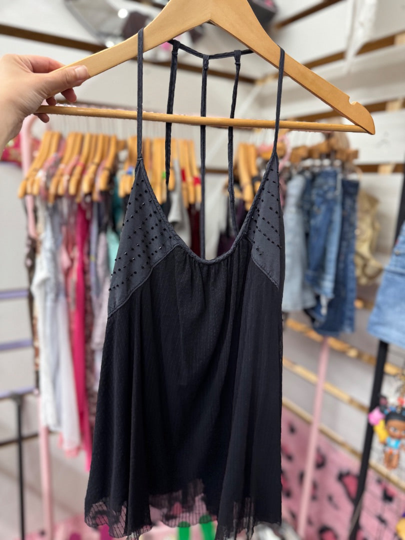 black vint beaded blouse, small