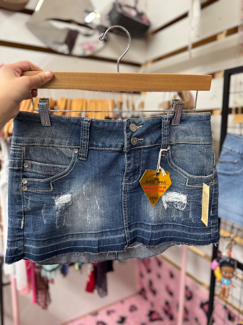 blue deadstock mini skirt, medium