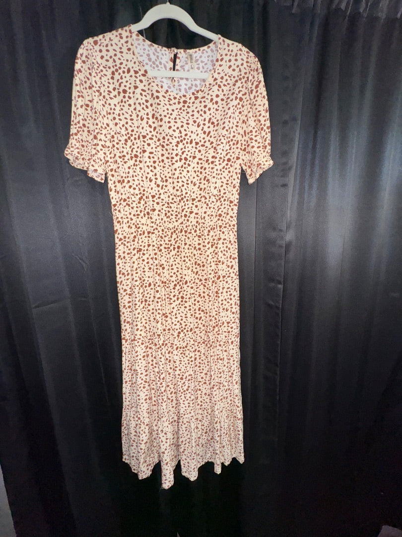 Brown/White GRECERELLE Midi Dress, never worn, L