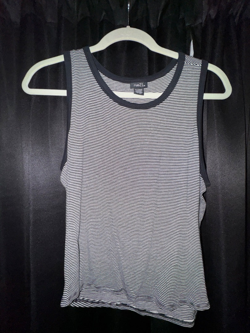 Black/White stripe Rue21 Tank top, worn twice, XL