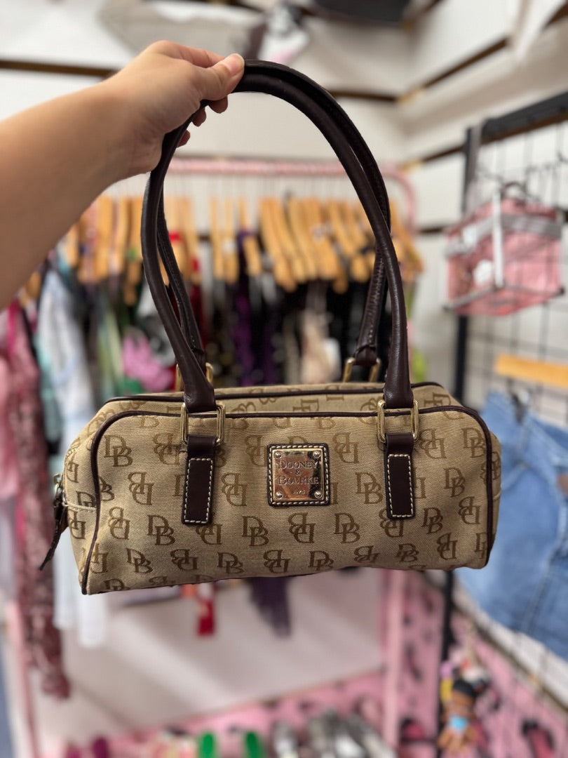 Brown Dooney & Bourke canvas barrel purse
