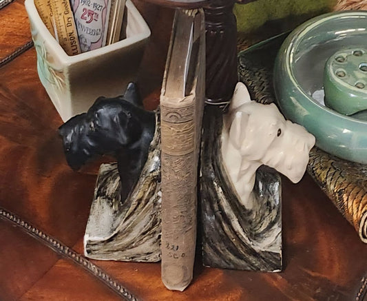 Vintage Chalkware Scottie Dog Bookends