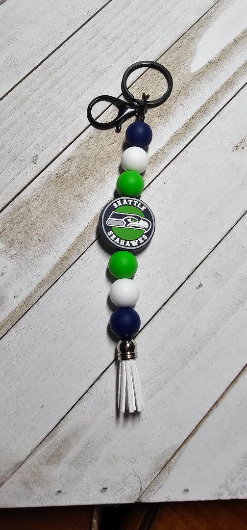 Seahawks Key Chain Crocheted Creations by Amy, Adjustable