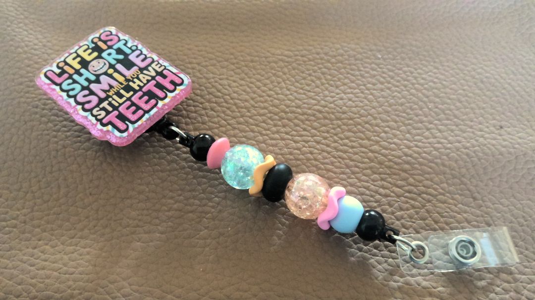 Acrylic Badge Reel with Beads Grace's bead Shop