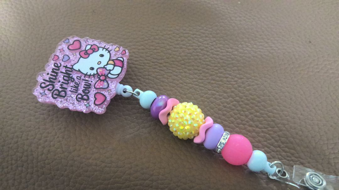 Acrylic Badge Reel with Beads Grace's bead Shop