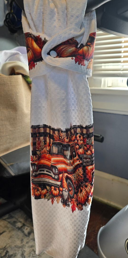 Hand towel with snap Fall Truck, 16 x 24