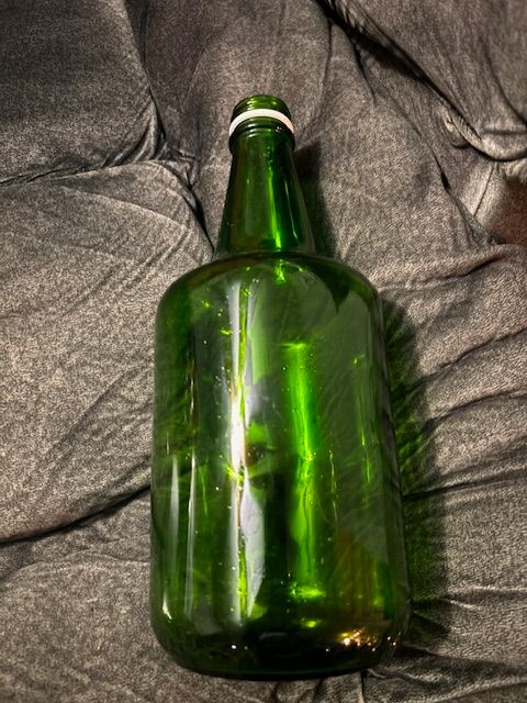 Green vintage bottle, half gallon