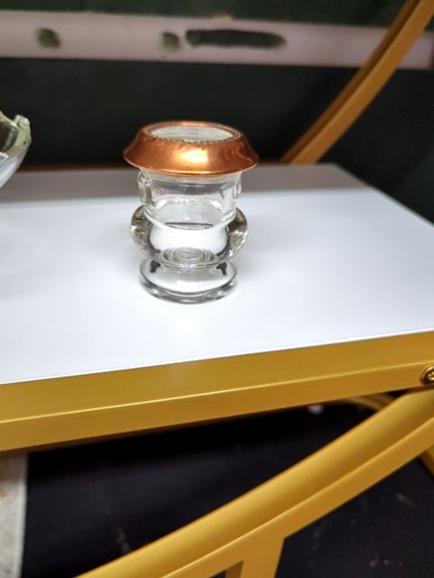 Copper and glass toothpick holder